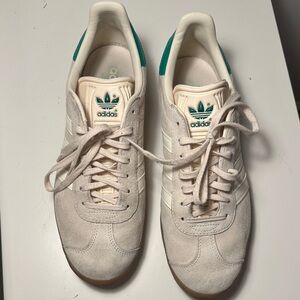 Adidas Men's Cream and Teal Sneakers